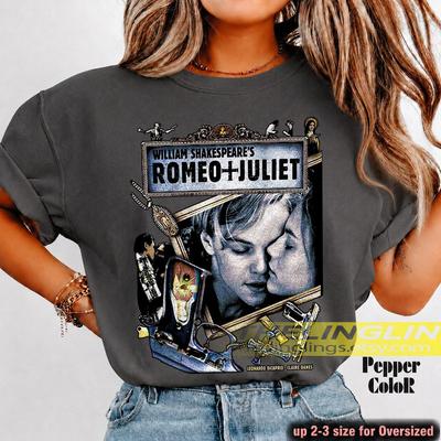 Romeo + Juliet 1996 Unisex Softstyle T-Shirt, Romance/Crime Movie Tee, Shakespeare Literature Top, Classic Film Shirt, Gift for Bookworms FD