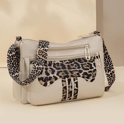 Nylon Dames Schoudertas Luipaardprint Crossbody Tas