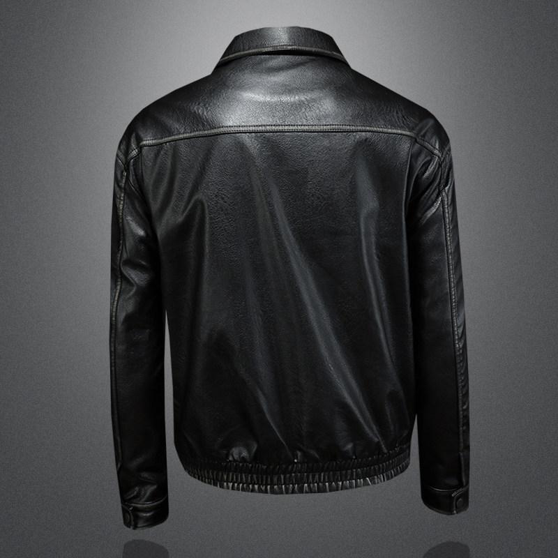 Autumn and winter new men's lapel leather jacket slim fashion casual versatile jacket