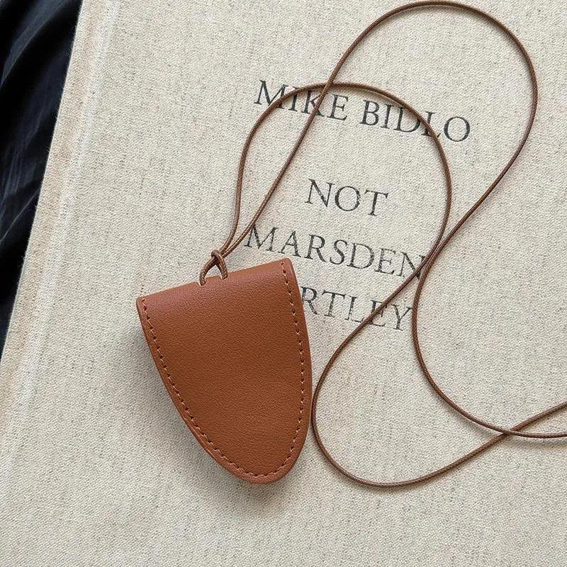 Neck magnetic leather glasses bag Neck card bag Unisex portable long chain key bag Sunglasses storage bag