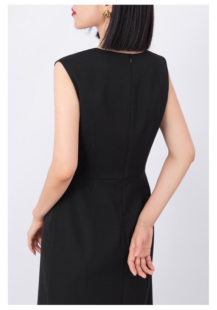 Ditu V-neck French Sexy Waist Slimming Casual Fashion Temperament Elegant Sleeveless Dress
