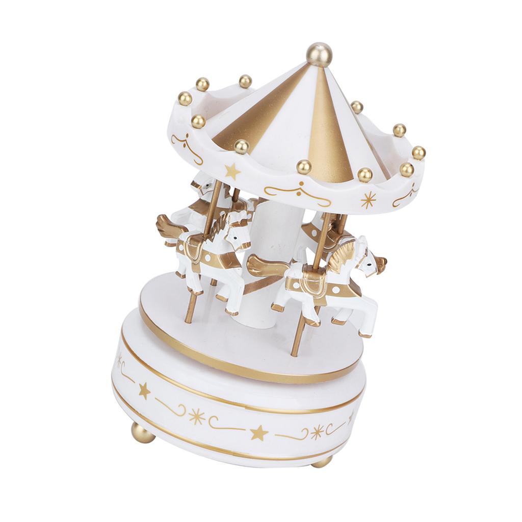 Merry GO Round Music Box Carousel Gift Christmas Wedding Birthday Gift Decor White