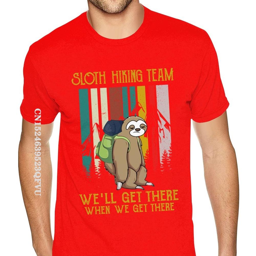 Equipo de Senderismo Perezoso Llegaremos Cuando Lleguemos Camiseta Retro Vintage para Hombre Joven Estilo Inglés Camisetas para Hombre