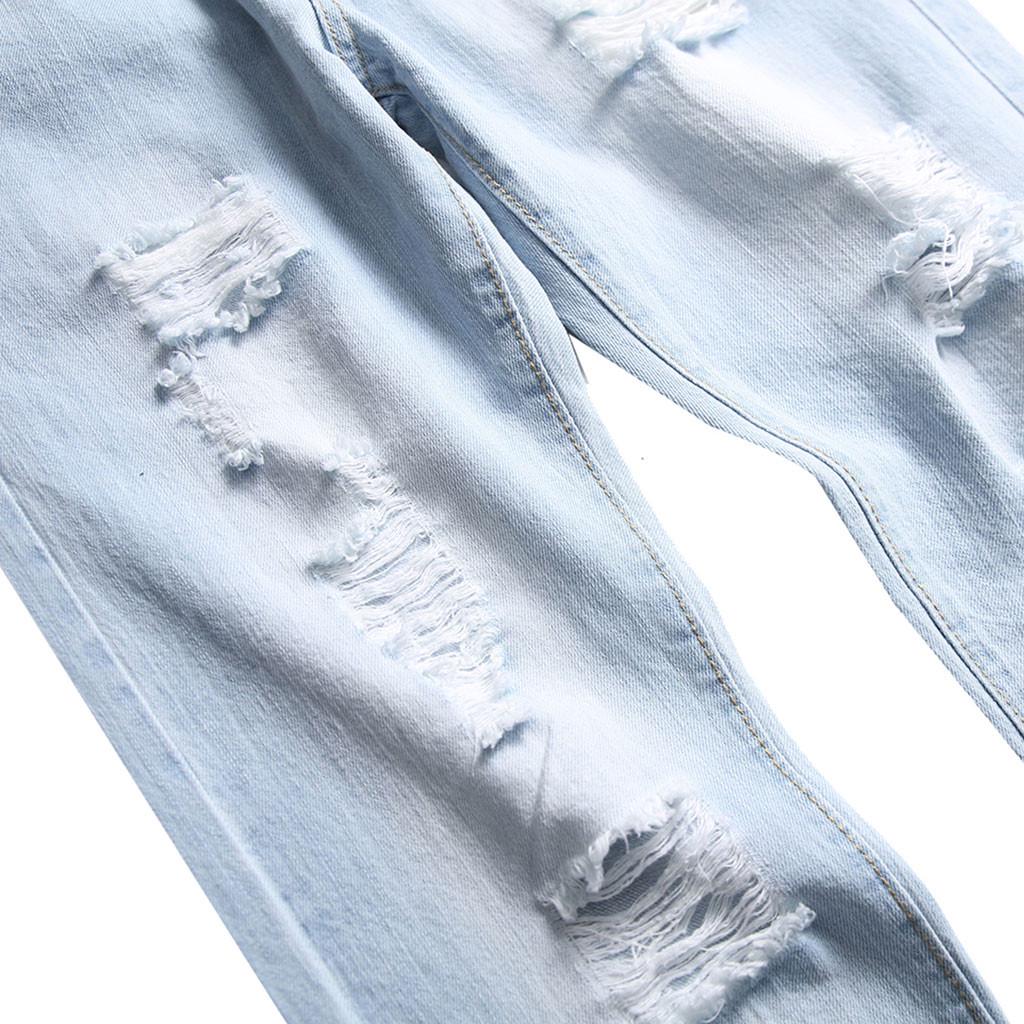 Men's New Fashion Elastic Personality Stretch Ripped Personality Denim Trousers