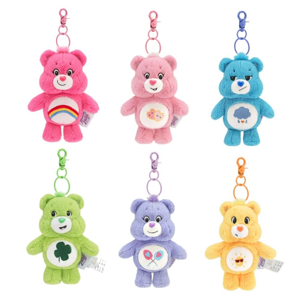 New Genuine Love Bear Doll Plush Pendant Colorful Book Bag Hanging Decoration Rainbow Festival Cuddly Stuffed Fluffy Huggable Kawaii Comfort Adorable