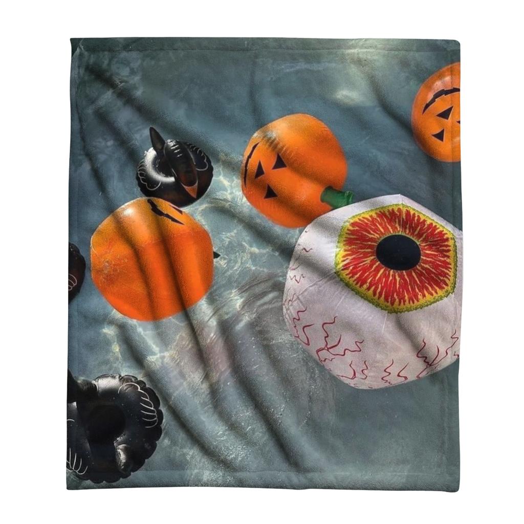 Halloween Themed Soft Plush Blanket Featuring Pumpkin Face Pattern Lightweight Cozy Throw for Seasonal Home Decoration and Comfort Use