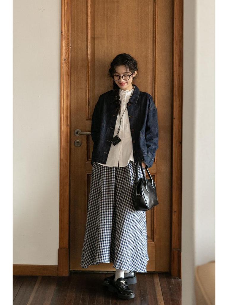 Jupe Midi à Carreaux Noir et Blanc Haut de Gamme 2026: Robe d'été pour femme, coupe trapèze, taille haute, amincissante, design à ourlet large