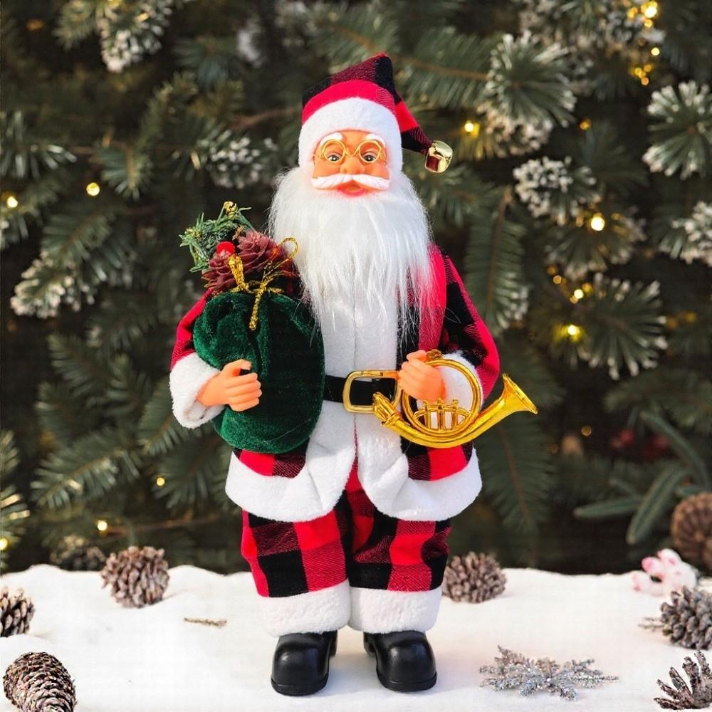 Creative 13inch Santa Claus Decorations Soft Velvet Santa Claus Doll Window Decoration Standing Santa Claus Xmas Tree Ornament
