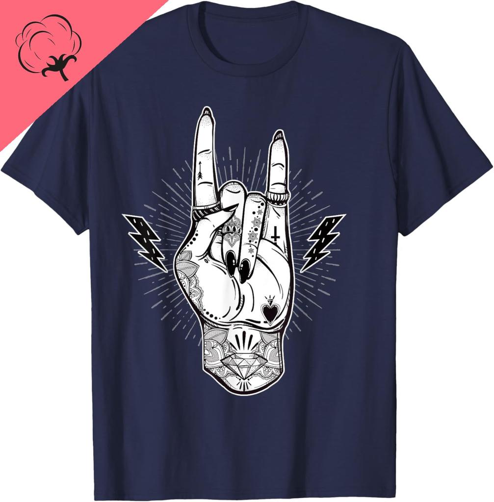 New Fashion Camisa Stay Weird Rock And Roll Tshirt Festival Art Devil Horns Tattoo Unisex TShirt