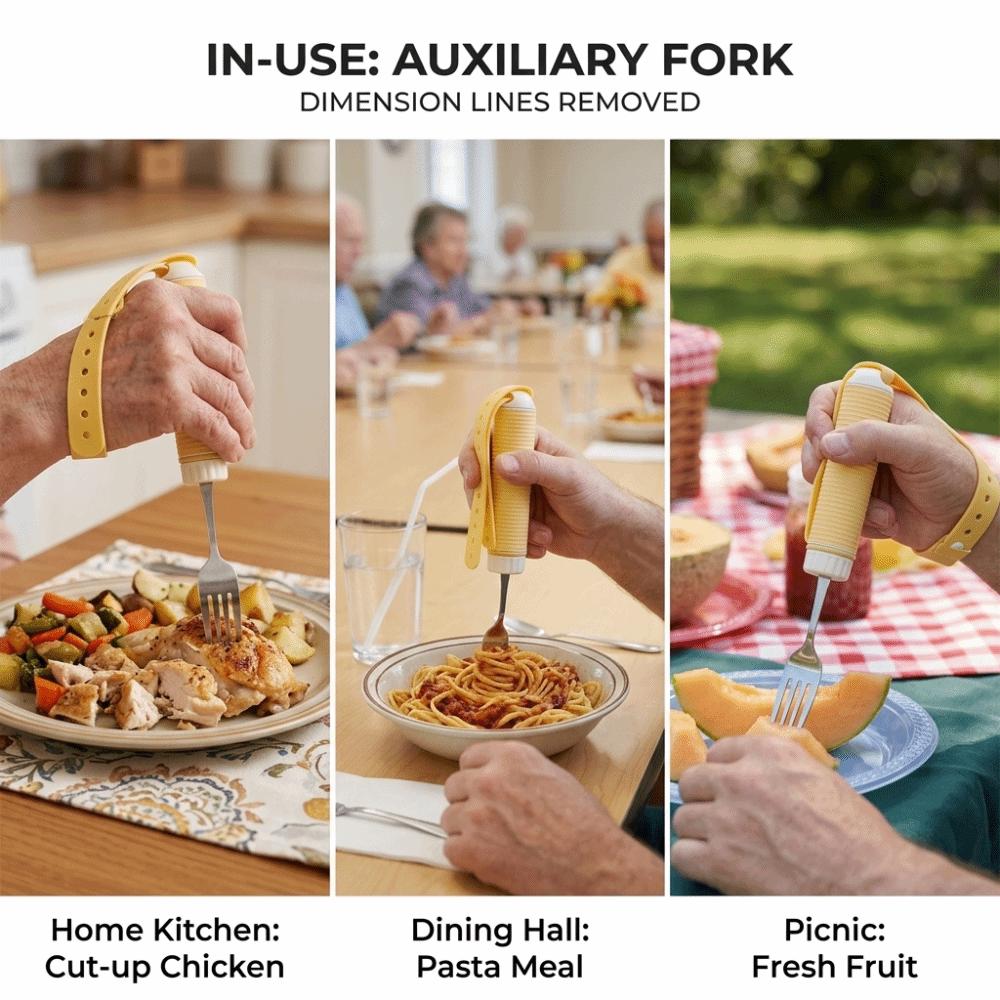 Silicone  Handle Anti Tremor Fork Metal Main Adaptive  Fork Anti Drop Aid Fork  Self Feeding