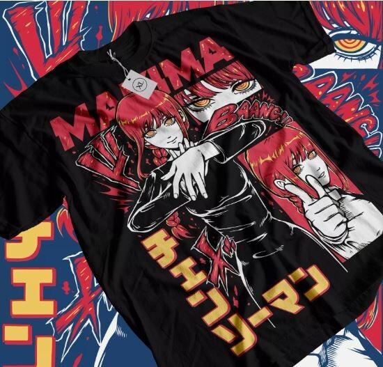 

Футболка Человек-бензопила Макима Почита,Аниме Все размеры Черная,человек-бензопила пауэр M