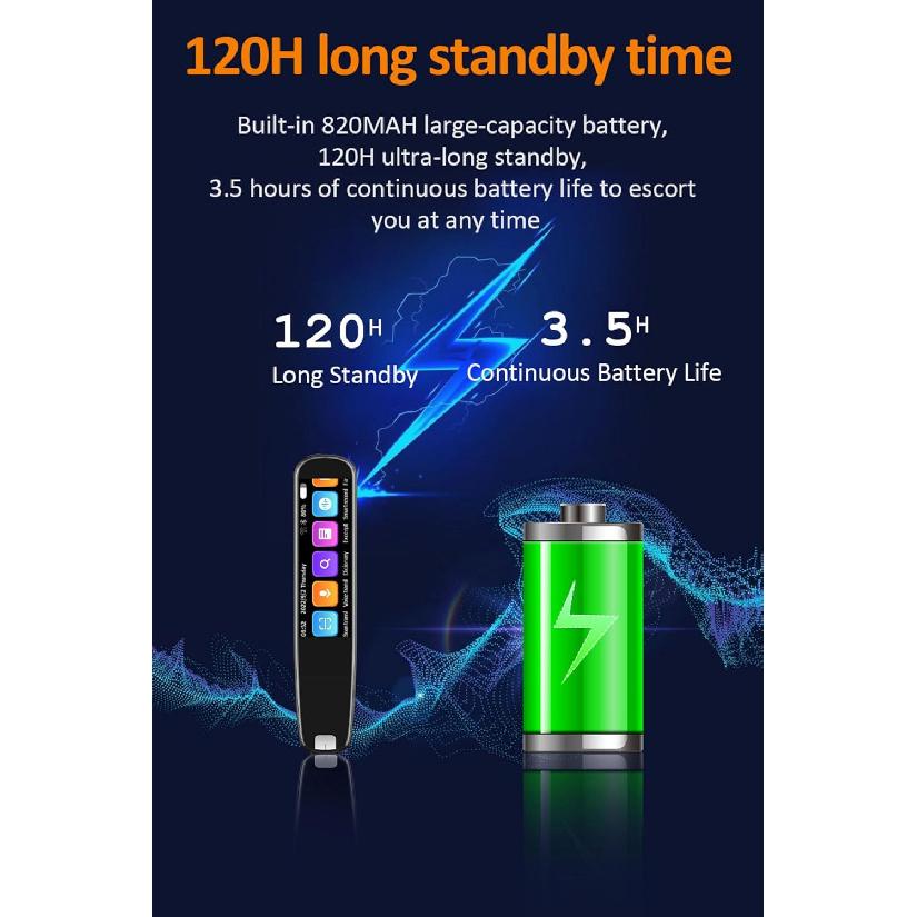 Language Translator Pen, AI Smart Translation Pen with 3 in Screen, 134 Online Voice Translations, Real Time Portable Scan Translation Pen for