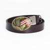 Fibbia Aquila in Bronzo Cintura in Pelle con Bandiera Americana - Accessorio di Moda da Uomo