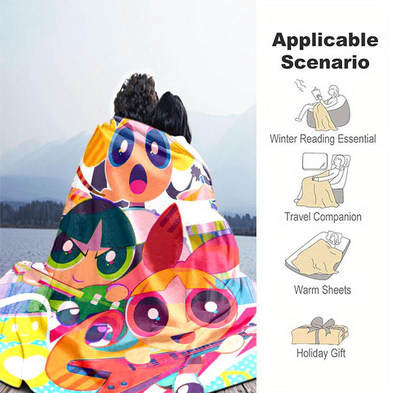 1PC The Powerpuff Girls printed blanket, all season lightweight home office outdoor nap multifunctional blanket A13