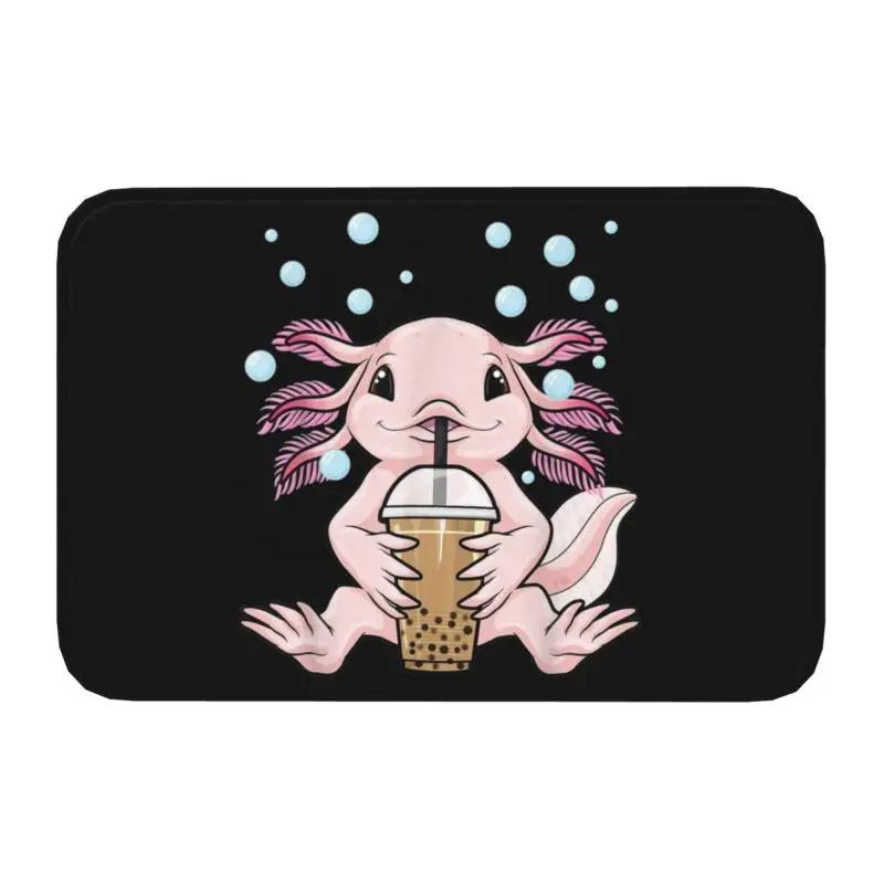 Custom Smiling Leucistic Axolotl Doormat Non-Slip Entrance Bath Kitchen Door Floor Mats Salamander Animal Living Room Carpet Rug