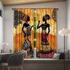 African Women Print Rod Pocket Window Curtains - 2pcs Woven Polyester Pongee Decorative Panels for Bedroom   Living Room and Offi