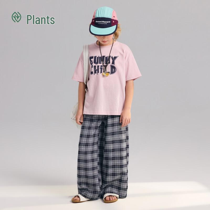 Kids' Summer Casual Plaid Straight-Leg Pants