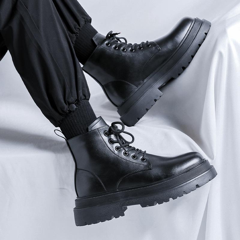 Autumn British style Martin boots men's ins locomotive tooling boots thick sole heightening medium top leather boots short boots 56734-R