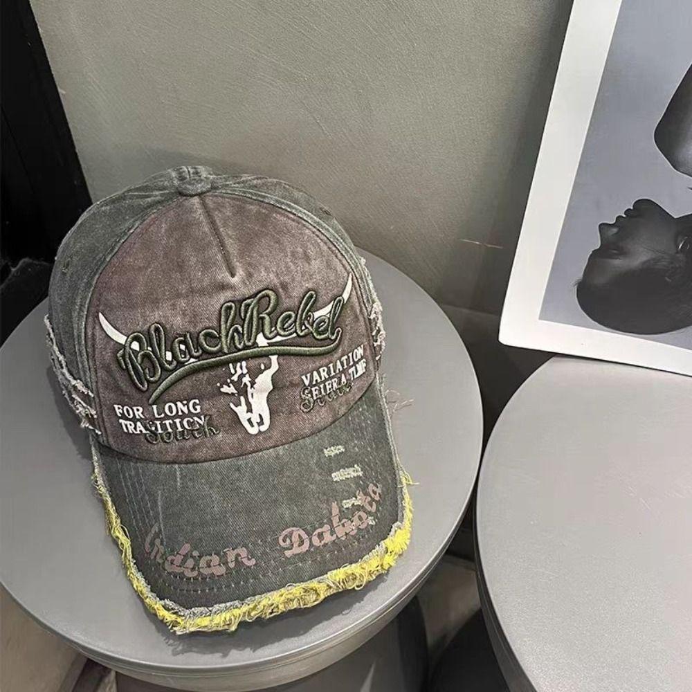 Sonnenschutz Stickerei Schirmmütze Baumwolle Punk Sonnenkappe Lässig Gewaschene Baseballkappe Streetwear
