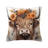 Modern Highland Cow And Flower Throw Pillow Covers Home Decor D Print Sofa Cushion Cover Polyester Soft Pillowslip Dakimakura