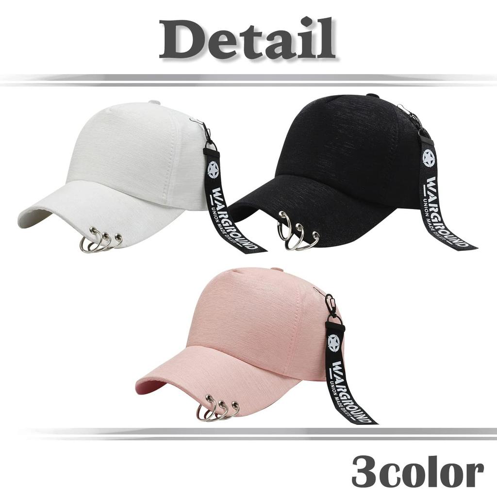 Cap Logo Charm Ring Hat Sports Running Outdoor Men Women CA579 [White Fang] (Black)