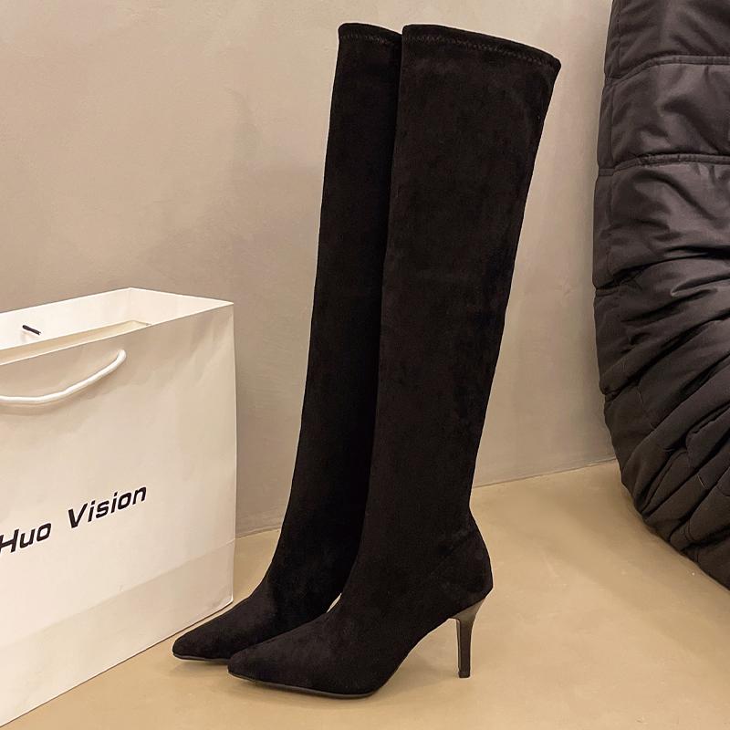 Fashion High Boots for Women High Heels Pointed Toe Shoes Fashon Sexy Elegant Pumps Winter Woman 2025 New Luxury Chelsea Botas De Mujer