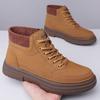 Fashion Designer Leather Velvet Warm Platform Boots for Men Autumn Winter Soft-soled Men's Cotton Shoes Fashion Yellow Ankle Boots Male