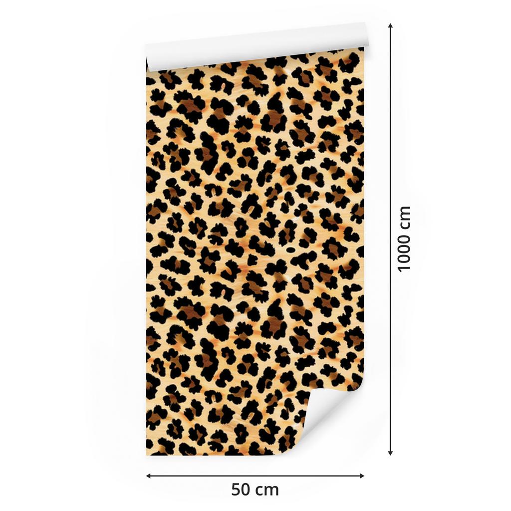 Animal Skin Wallpaper Gold, Ochre, Black and Cream 50x1000