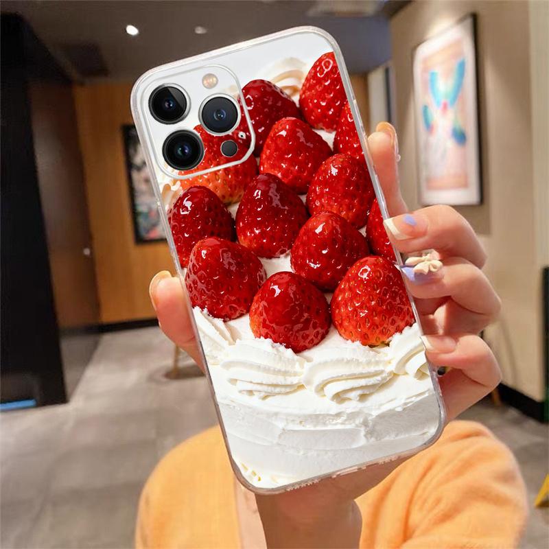 Strawberry Cat Cartoon Phone Case For Iphone 17ProMax 17 Pro Air 16 15 14 13 Pro Max 16 15 14 13 Pro 15Plus