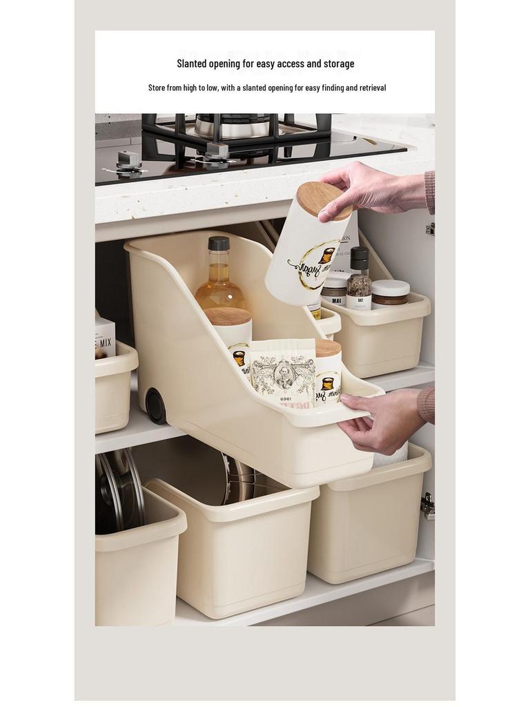 Japanese Kitchen Storage Box with Wheels - Under Sink Utensil and Miscellaneous Organizer