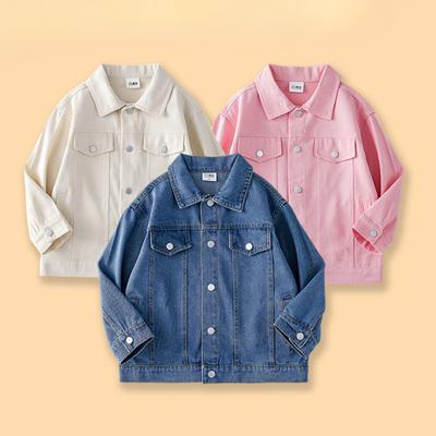Fashion Spring and Autumn Clothing Children's Blue Denim Multicolor Jacket Boys Casual Korean Version of The Big Children's Top