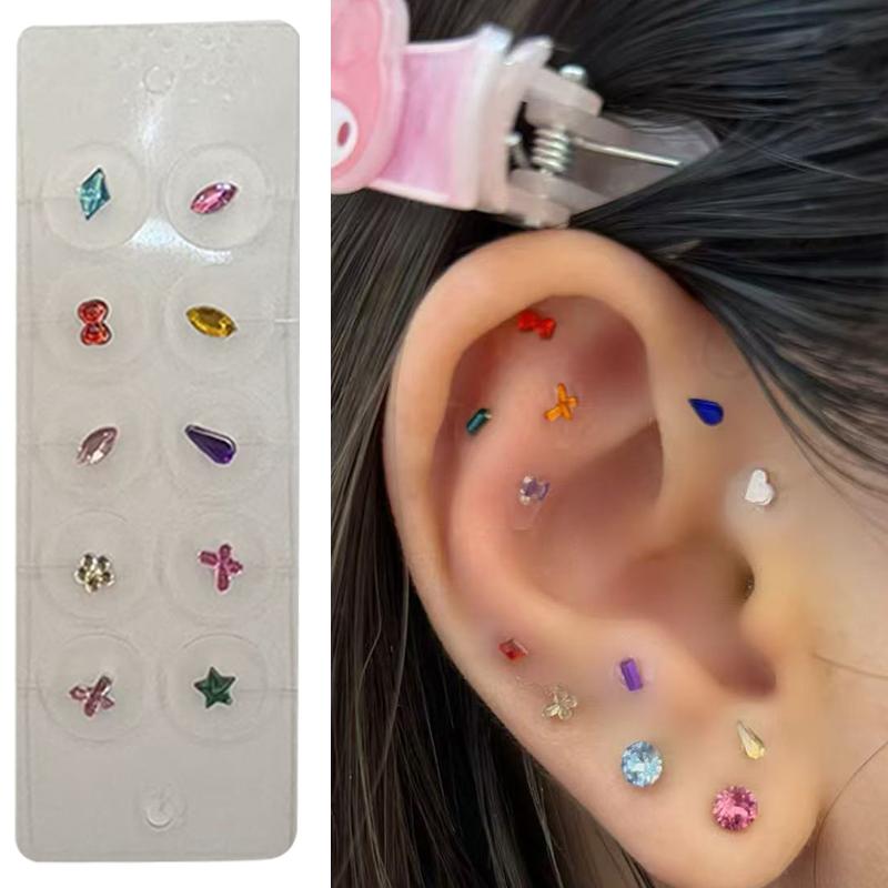 10 Patchs  Colorés  Perles Autocollants Points d'Oreille Bâtonnets de Pression Auriculaire Acupuncture Autocollants Auriculaires Massage