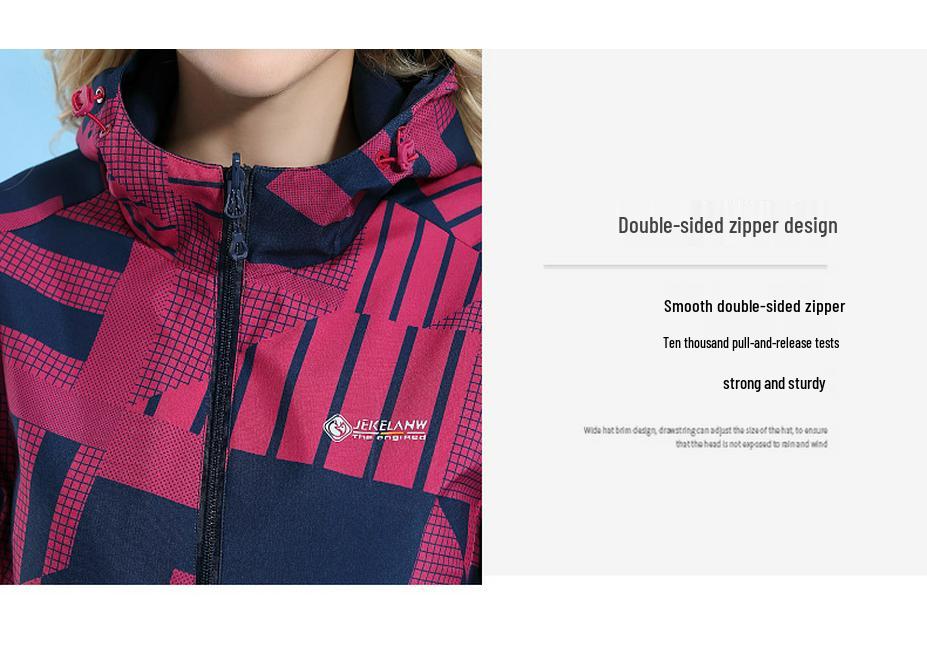 Women's Reversible Spring/Autumn Hooded Windbreaker Jacket for Mountaineering