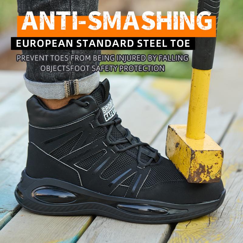 Outdoors Indestructible Shoes Work Boots Steel Toe Shoes Men Safety Boots Anti-Smash Anti Puncture Industrial Shoes Non-Slip