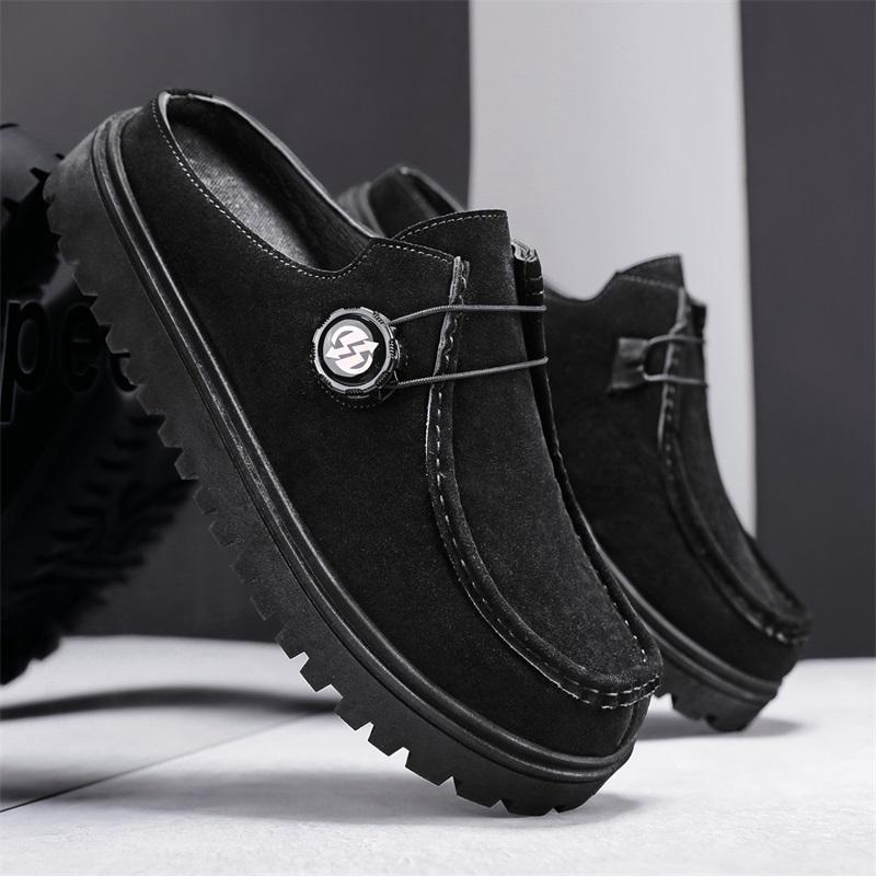 Retro Shoes for Men Comfortable Suede Leather Half Shoes Men Lace-up Flat Casual Shoes Man Footwear Zapatos Para Hombre