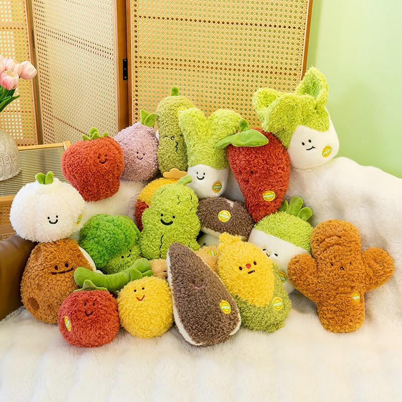 Soft Fruit Realistic Veggie Plushies Coral Fleece Stuffed Playroom Decor Gift
