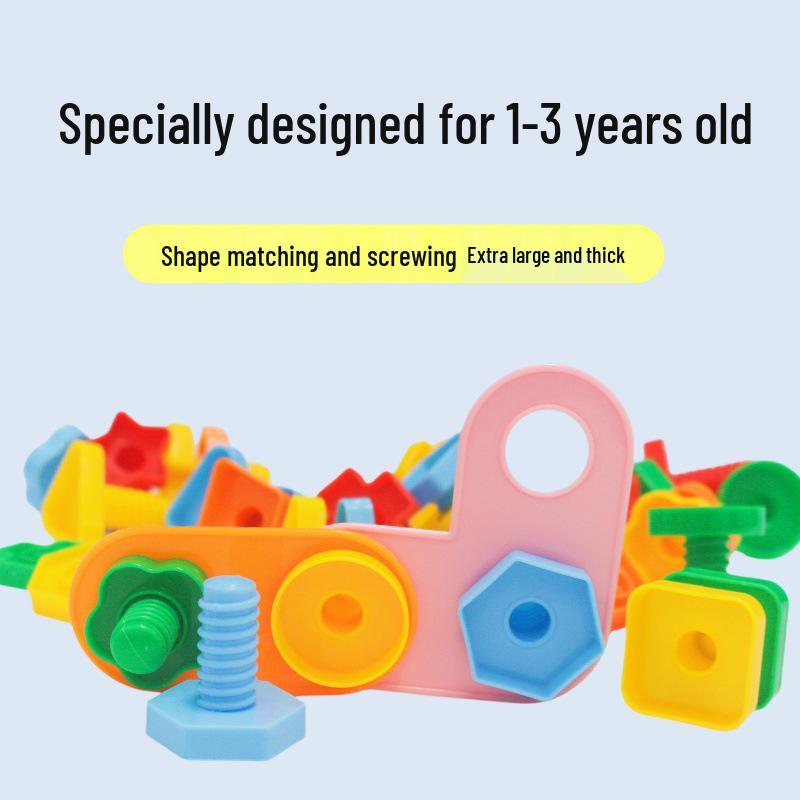 Interlocking Plastic Building Blocks Educational Toy for Kids 5 Screws & Nuts + 1 Fixed Plate