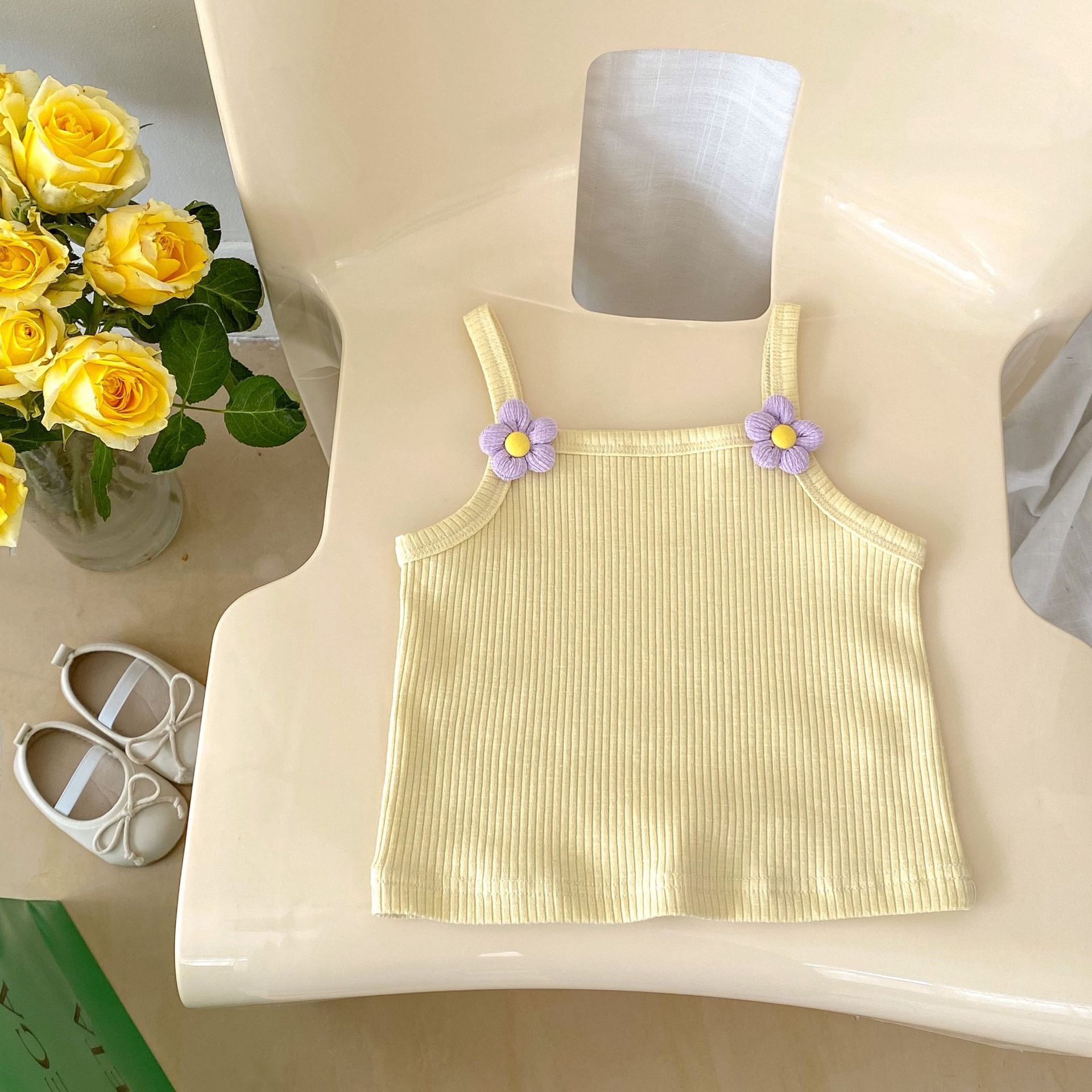 

Girls strapless set - summer lightweight girls baby top with lace trim - floral cake princess skirt and pants set 100 лимонний лазерної кольору