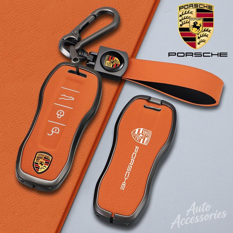 MOXX7 Zinc Alloy Suede Car Key Case Cover Bag Protector Shell For Porsche New Cayenne Panamera 911 992 Taycan Keyless Auto Accessories