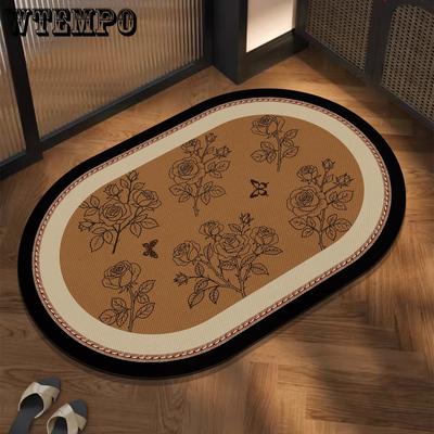 Retro Oval Bathroom Floor Mat Absorbent and Non Slip Bathroom Floor Mat Quick Drying Floor Mat