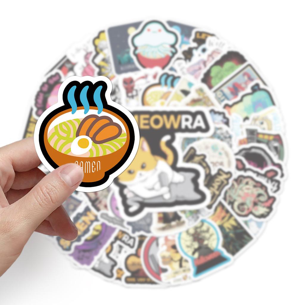 50 Cartoon European and American Retro Doodle Creative Tablet Suitcase Car Suitcase Decoration Stickers
