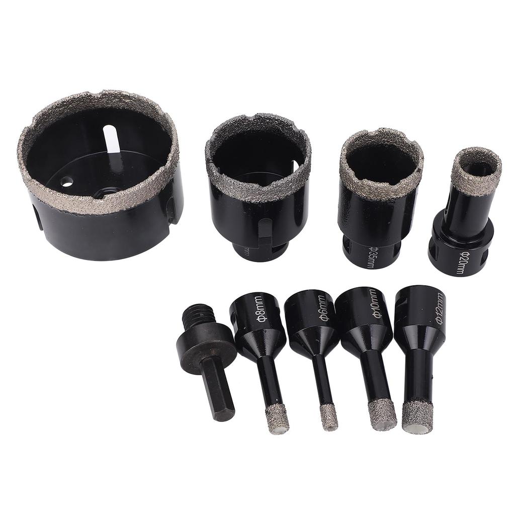 8 Pcs Diamond Drill Bit Set 668mm M14 Thread Dry Wet Use Diamond Hole Saw with Converter for