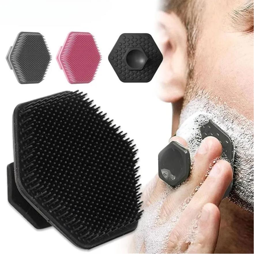 Escova de Limpeza Facial Hexagonal de Silicone, Escova para Barba Masculina, Escova de Limpeza Facial Esfoliante e de Limpeza Profunda dos Poros