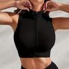 Damen Nahtlose Sportweste mit Reißverschluss, Atmungsaktives Yoga-Tanktop für Laufen, Fitnessstudio, Dehnbares Crop-Workout-Top mit integierter Unterstützung