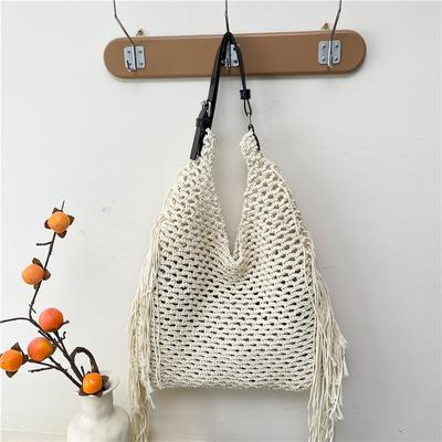 Tassel Hand-woven Tote Bag Women's Summer New Fashion Trend Hollow Versatile Shoulder Armpit Bag