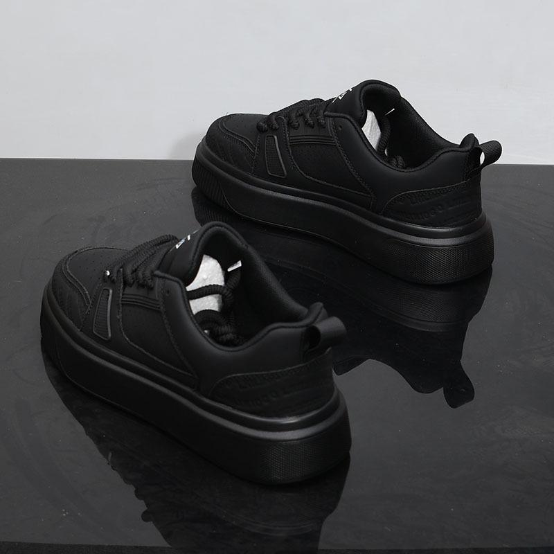 Thick-soled leather spring and summer new breathable muffin tide casual board shoes inner height-increasing shoes