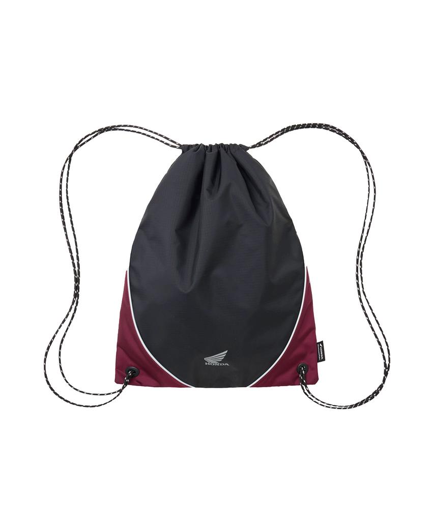 Phyps Motorcycle Nylon Color Block Drawstring Bag Black