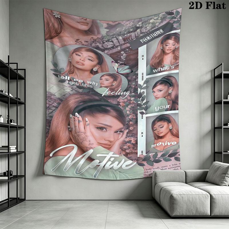 Ariana Grande Green Wall Hanging Printed Fabric Blanket Decorative Tapestries for Bedroom Living Room Home Decor