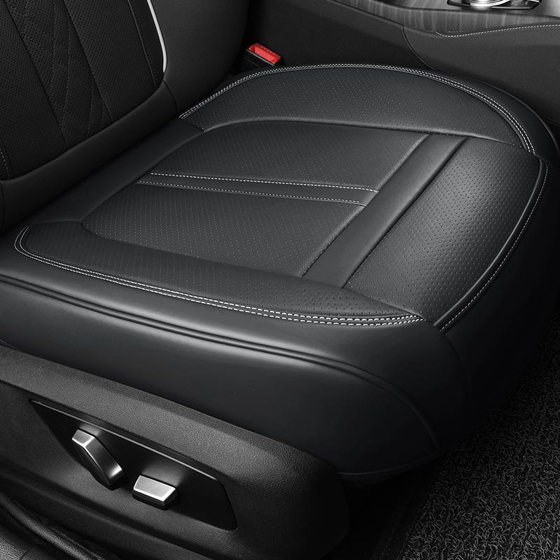 Karcle Nappa Leather Car Seat Cover Breathable Front Bottom Seat Cushion Pad Anti-Slip and Full Wrap Driver Car Seat Protectors