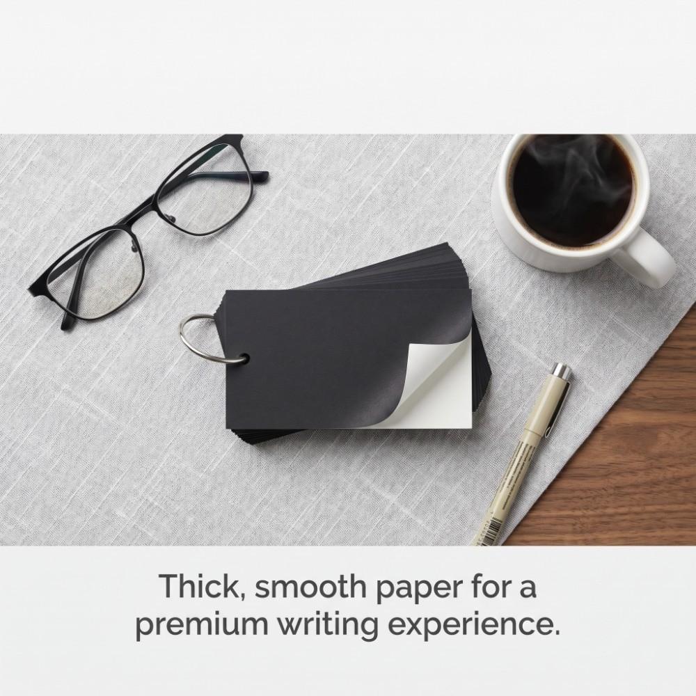 7x4x2cm Ring-bound Blank Word Flash Cards Office Classification Marking Small Note Cards чёрный